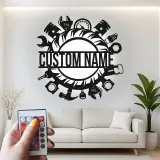 Insegna da Garage Personalizzata con LED | Insegna in Metallo per Strumenti da Meccanico | Decorazione per Officine per Appassionati di Auto