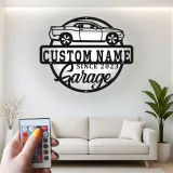 Cartel de metal LED de coche deportivo personalizado Regalo para entusiasta de coches Decoración de garaje Señal