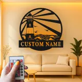 Custom Lighthouse Led Light Metal Wall Art Personalized Coastal Gift Nautical Decor for Beach House 4