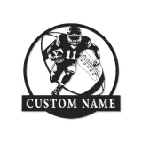 Insegna in metallo personalizzata per giocatore di football | Arte murale LED personalizzata | Decorazione con nome atleta per man cave e regalo per tifosi