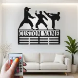 Expositor personalizado de cinturones de karate | Cartel LED personalizado de artes marciales | Decoración mural de metal para dojo | Regalo para cinturón negro