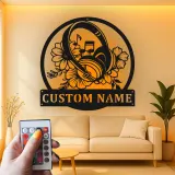 Personalisierte Metall-Wandkunst für Kopfhörer | LED-Schild für Musikstudio-Dekor | Florales Geschenk für Musiker
