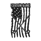 Custom Golf American Flag LED Sign | Personalized Metal Wall Art | Golfer Name Decor for Man Cave & Office | Hand-Crafted Patriotic Gift