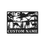 Décoration murale en métal personnalisée avec éclairage LED de forêt de cerfs - Cadeau pour les amoureux de la nature, décoration de chalet ou de pavillon