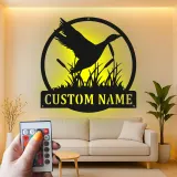 Cartel de metal LED de silueta de pato personalizado Regalo para amantes de la naturaleza Decoración rústica del hogar