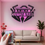 Custom Carpenter Tools Led Light Metal Wall Art Personalized Gift for Woodworkers Workshop Decor 1