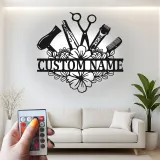 Insegna personalizzata per hairstylist | Decorazione murale LED in metallo su misura per salone | Regalo per parrucchiere e targhetta per beauty studio