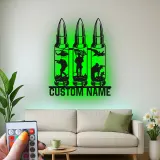 Personalized Soldier Silhouette LED Sign | Custom Military Metal Wall Art | Patriotic Veteran Tribute | Man Cave Decor With Name