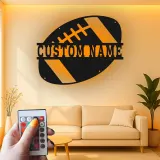 Custom Football LED Sign | Personalized Metal Name Art for Game Room | Athlete Gift & Boys Room Decor