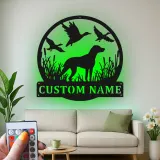 Insegna per Cacciatore Labrador Retriever | Insegna in Metallo LED Personalizzata | Regalo per Cacciatori e Decorazione per Cani