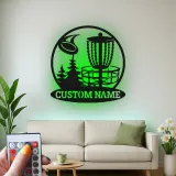 Décoration murale en métal LED personnalisée pour panier de disc golf - Cadeau pour les golfeurs