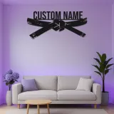 Décoration murale LED d'arts martiaux | Panneau en métal ceinture noire personnalisé pour décor de dojo et studio | Cadeau pour instructeur de Karate