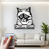 Personalisierte LED-Metall-Wandkunst mit Katze – Geschenk für Tiereltern, Deko fürs Wohnzimmer