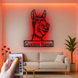 Personalisierte LED-Metall-Wandkunst mit Esel – Geschenk mit Bauernhoftier, rustikale Wohnkultur für Tierliebhaber