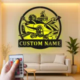 Insegna in metallo personalizzata con luce LED per auto sportive regalo per appassionati di auto decorazione garage o man cave