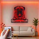 Custom Bulldog Led Light Metal Wall Art Personalized Pet Parent Gift Living Room Dog Decor