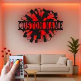 Insegna in metallo LED a pom pom di cheerleading regalo personalizzato per cheerleader decorazione camera o sala giochi