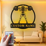 Insegna in metallo personalizzata per sollevatrice LED - Regalo fitness per lei - Decorazione palestra per appassionati di forza