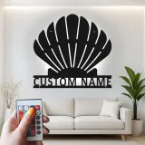Insegna in metallo LED a forma di conchiglia personalizzata | Arte murale costiera personalizzata | Decorazione per casa al mare e bagno