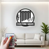 Letrero de flauta de pan personalizado | Arte mural metálico LED | Decoración a medida con nombre para músicos | Iluminación para estudio y sala