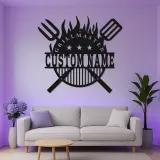 Personalized BBQ Metal Sign with LED | Custom Grillmaster Wall Art | Outdoor Patio Decor & Grilling Gift for Dad