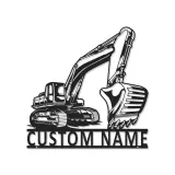 Custom Excavator Led Light Metal Wall Art Personalized Gift for Construction Enthusiasts Office or Garage Decor