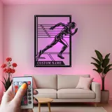 Cartel de metal personalizado con luz LED de corredor, regalo para atletas, decoración deportiva para gimnasio o hogar