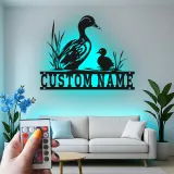 Custom Duck Family Led Light Metal Wall Art Personalized Nature Lover Gift Bedroom or Nursery Decor