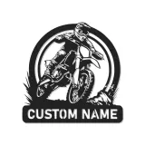 Personalisierte Metall-Wandkunst mit LED-Beleuchtung für Motocross-Fahrer – Geschenk für Dirtbike-Enthusiasten, Garage oder Spielzimmer Dekor