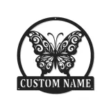Décoration murale en métal LED personnalisée en forme de papillon - Cadeau pour elle pour la chambre ou le salon