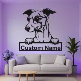 Cartel personalizado con nombre de galgo | Decoración mural de metal con LED | Decoración personalizada para mascotas en la entrada | Regalo para amantes de los perros