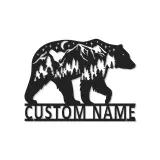 Décoration murale en métal personnalisée avec éclairage LED Forêt d'Ours Cadeau pour Amateurs de Nature Décor de Cabane ou Salon