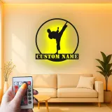 Personalized Karate Metal Sign | LED Backlit Martial Arts Wall Art | Custom Dojo Decor & Fighter Gift
