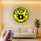 Insegna in metallo personalizzata con panda e luce LED - Regalo personalizzato per nursery, decorazione carina per la camera dei bambini
