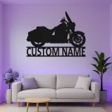 Custom Cruiser Motorcycle LED Sign | Black Metal Wall Art | Personalized Biker Silhouette | Man Cave Decor & Garage Gift for Him
