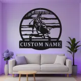 Arte de metal de jinete de toro de rodeo | Cartel LED de vaquero personalizado | Decoración y regalo de rancho western personalizado