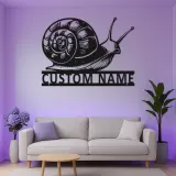 Custom Snail Metal Wall Art with LED | Personalized Gardener Gift | Outdoor Patio & Garden Decor | Realistic Silhouette Sign