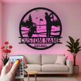 Custom Golf LED Sign | Personalized Metal Wall Art for Man Cave | Backlit Golfer Decor Gift for Husband