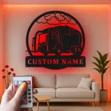 Personalisierte LED-Metall-Wandkunst mit Müllwagen – Einzigartiges Geschenk für Mitarbeitende der Abfallwirtschaft, Garagen- oder Bürodeko