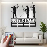 Cartel de metal personalizado con silueta de arquería y luz LED, regalo personalizado para arqueros, decoración para sala de juegos o man cave