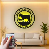 Custom Farm Cow and Calf Led Light Metal Wall Art Personalized Ranch Gift Rustic Farmhouse Decor