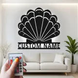 Panneau LED en forme de coquillage personnalisé | Décoration murale en métal sur mesure | Décor nautique pour maison de plage | Cadeau pour maison côtière