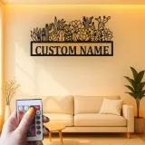 Panneau en métal personnalisé Cactus avec LED | Décoration murale succulente personnalisée pour entreprise | Décor botanique boho désert pour salon ou studio