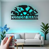 Enseigne personnalisée pour atelier | Décoration murale LED en métal | Décor de garage avec prénom | Cadeau pour menuisier ou mécanicien