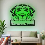 Personalisierte LED-Metall-Wandkunst für Catahoula-Leopard-Hunde – Geschenk für Haustiereltern, Deko für das Wohnzimmer