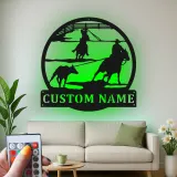 Décoration murale en métal LED personnalisée Rodeo Cowboy - Cadeau western pour lui - Décor ranch rustique