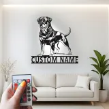 Rottweiler Custom Name Metal Sign | LED Light Pet Portrait Wall Art | Dog Lover Memorial Gift