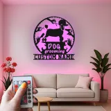 Insegna in metallo LED personalizzata per toelettatura di cani - Regalo per toelettatori - Decorazione per salone
