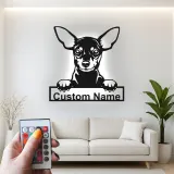 Décoration murale en métal personnalisée Chihuahua avec Rétroéclairage - Cadeau pour Amateurs de Chiens - Décor de Salon
