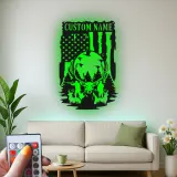 Décoration murale en métal personnalisée pour chasseurs de cerfs avec rétroéclairage LED - Cadeau personnalisé pour chasseurs - Décor de cabane rustique